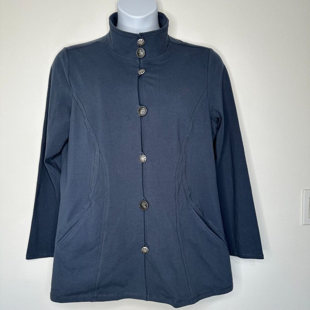 Soft Surroundings Della Mock‎ Neck Jacket Size 1X Blue Knit